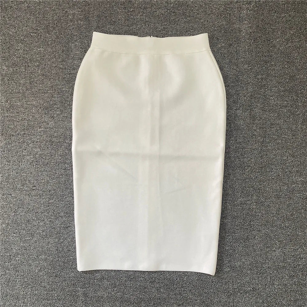 High Quality Women New Rayon Bandgae Skirt Elegant Pencil Skirt Celebrity Sexy Club Party Wear Vintage Vestios