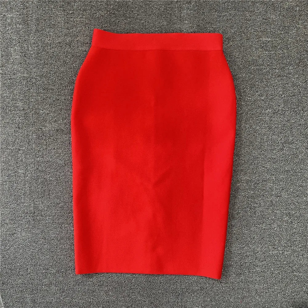 High Quality Women New Rayon Bandgae Skirt Elegant Pencil Skirt Celebrity Sexy Club Party Wear Vintage Vestios