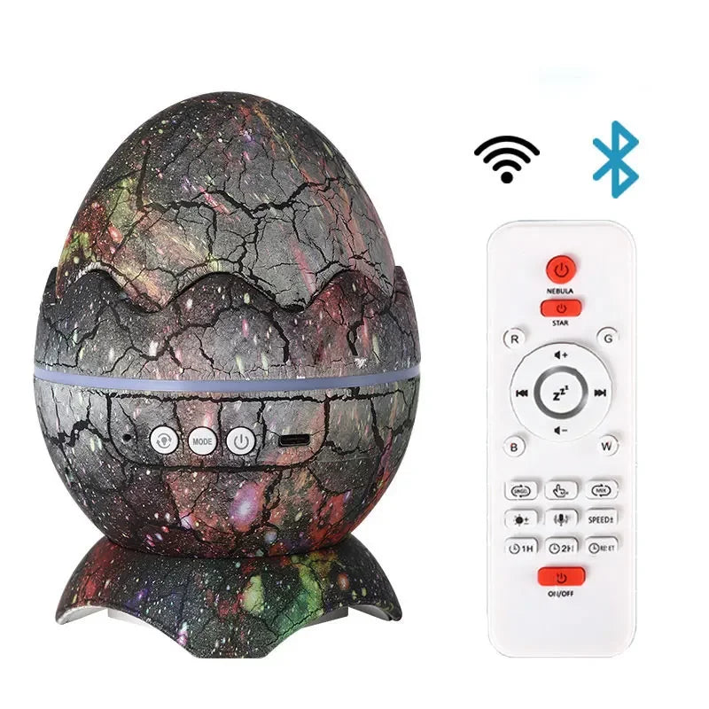 Dinosaur Egg Shell Galaxy Projector Starry Sky Night Light Bluetooth-Speakers LED Nebula Lamp Cute Gaming Room Decor Kids Gift