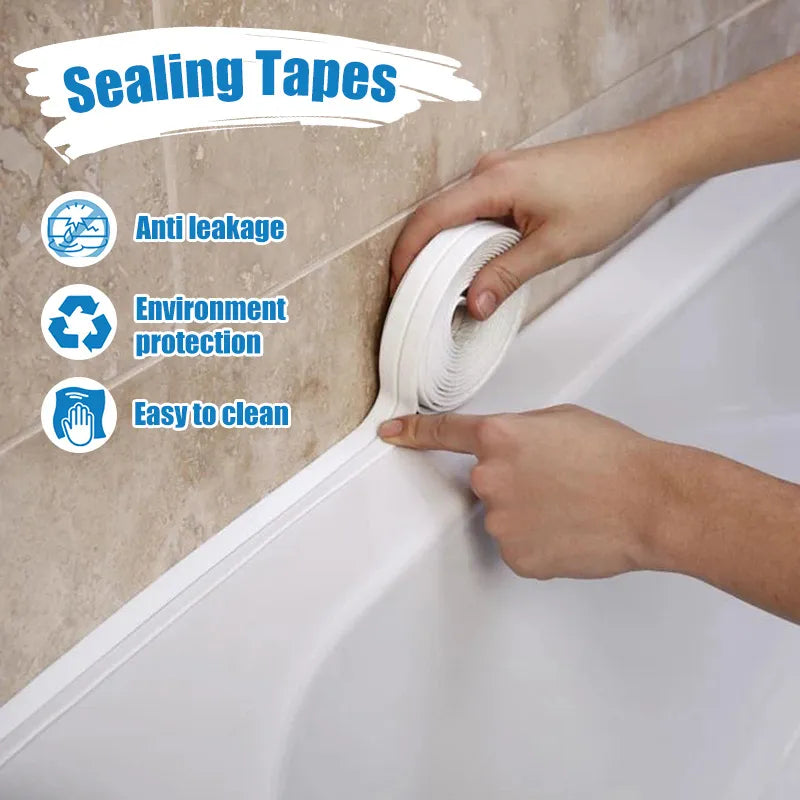 PVC Sealing Strip Tape Bathroom Bath Toilet Caulk Tape Self Adhesive Waterproof Mildew Proof Tapes for Kitchen Sink Wall Corner