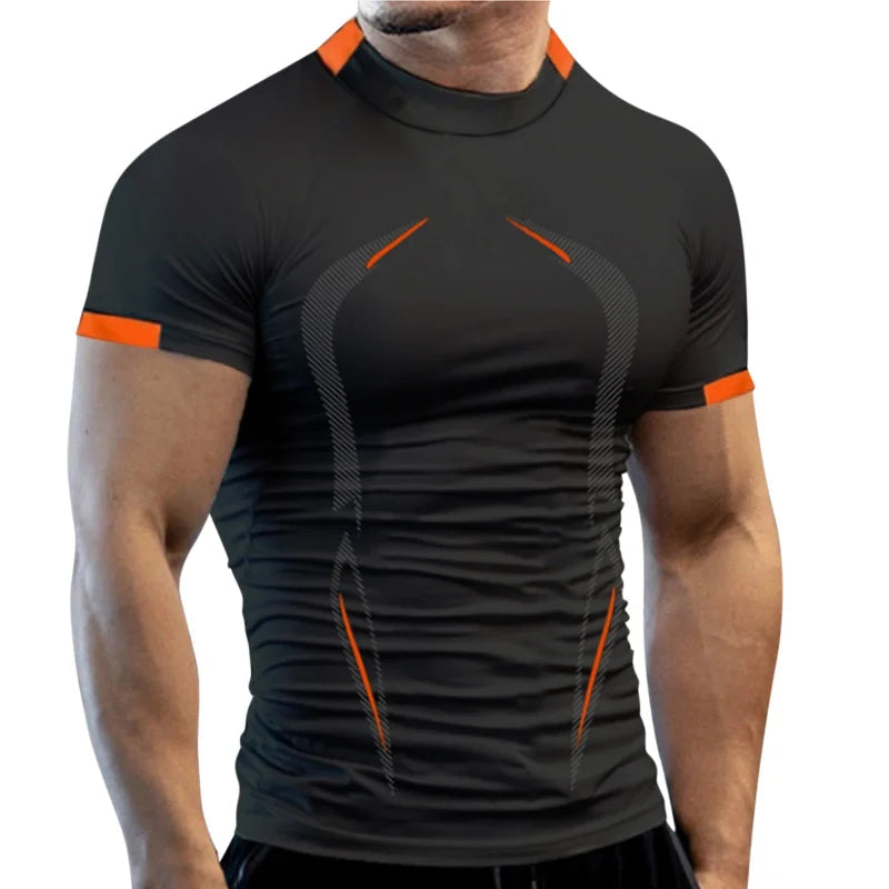 New Summer Gym Breathable T Shirt Men Quick Drying Jogging Tshirt Men Training Tees Fitness Tops Running T-Shirt