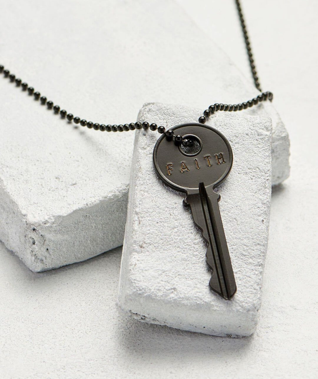 Classic Key Black Ball Chain Necklace