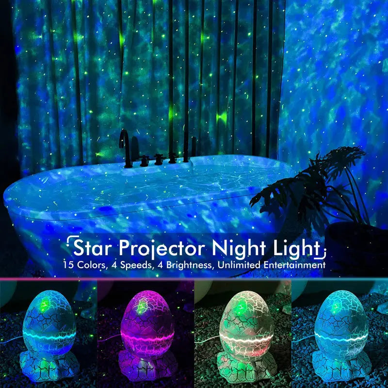 Dinosaur Egg Shell Galaxy Projector Starry Sky Night Light Bluetooth-Speakers LED Nebula Lamp Cute Gaming Room Decor Kids Gift