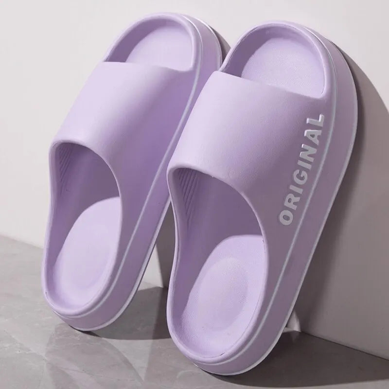 Feslishoet Women Letter Slippers Beach Slides Solid Color Mens Thick Sole Indoor Bathroom anti Slip Shoes Summer Couple Sandals