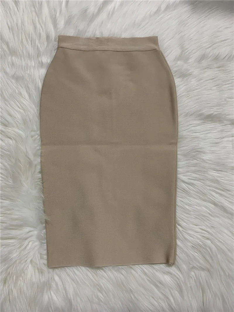 High Quality Women New Rayon Bandgae Skirt Elegant Pencil Skirt Celebrity Sexy Club Party Wear Vintage Vestios