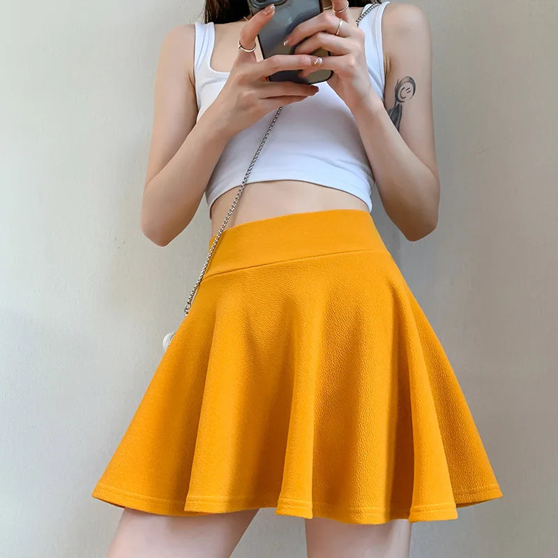 Summer Women'S Skirts Fashion Sexy Mini Elastic Pleated Sun Skirts for School Girl Uniform Korean Black High Waist Tennis Skirts