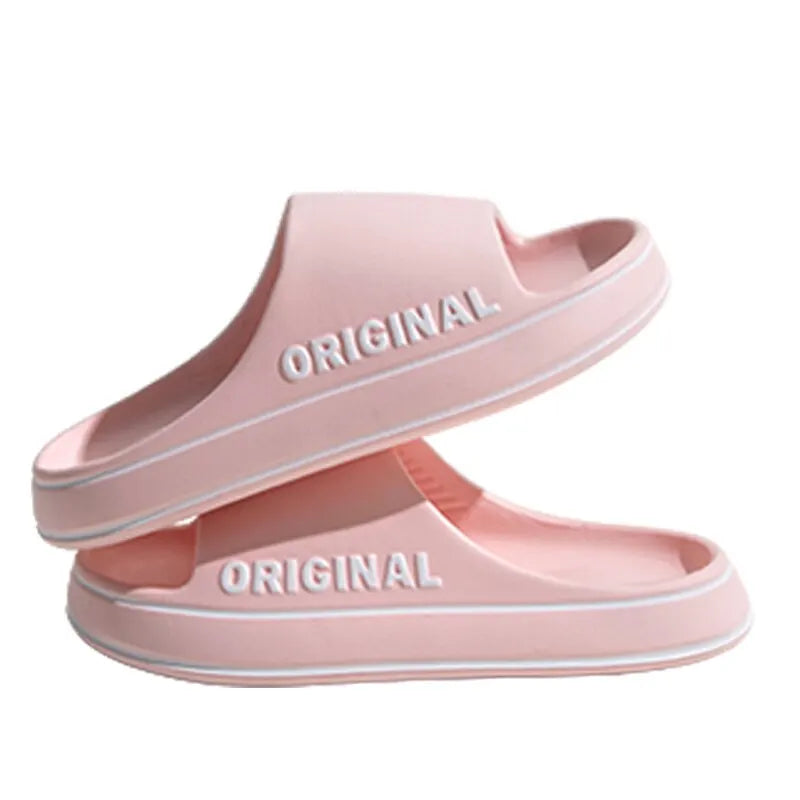 Feslishoet Women Letter Slippers Beach Slides Solid Color Mens Thick Sole Indoor Bathroom anti Slip Shoes Summer Couple Sandals