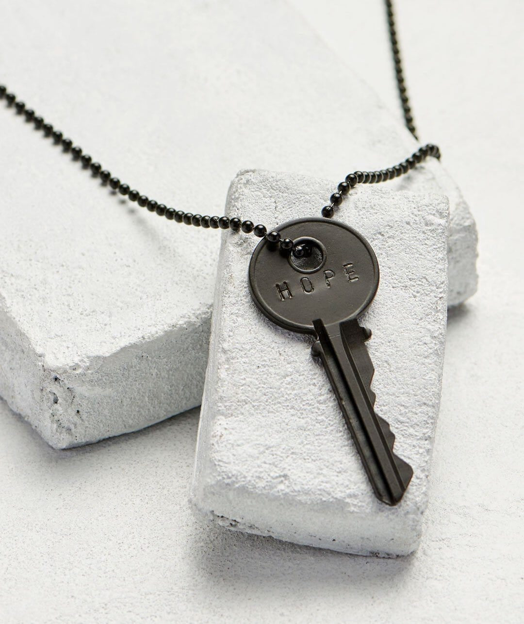 Classic Key Black Ball Chain Necklace