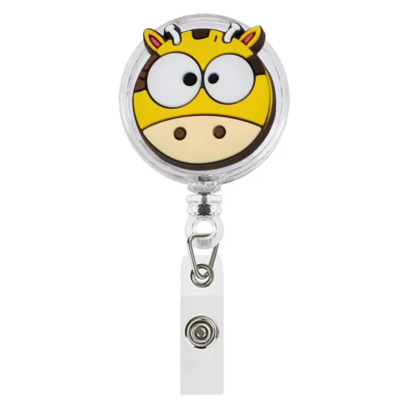 Cartoon Animals Giraffe Koala Retractable Nurse Doctor Badge Reel Clips Hospital Medical Students ID Name Card Holder