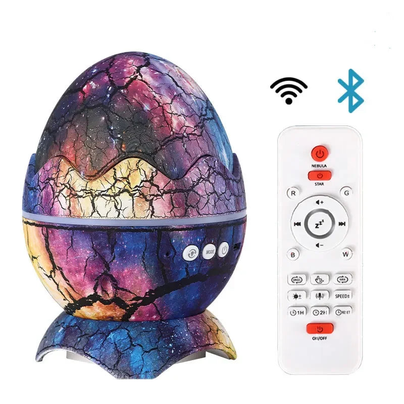 Dinosaur Egg Shell Galaxy Projector Starry Sky Night Light Bluetooth-Speakers LED Nebula Lamp Cute Gaming Room Decor Kids Gift