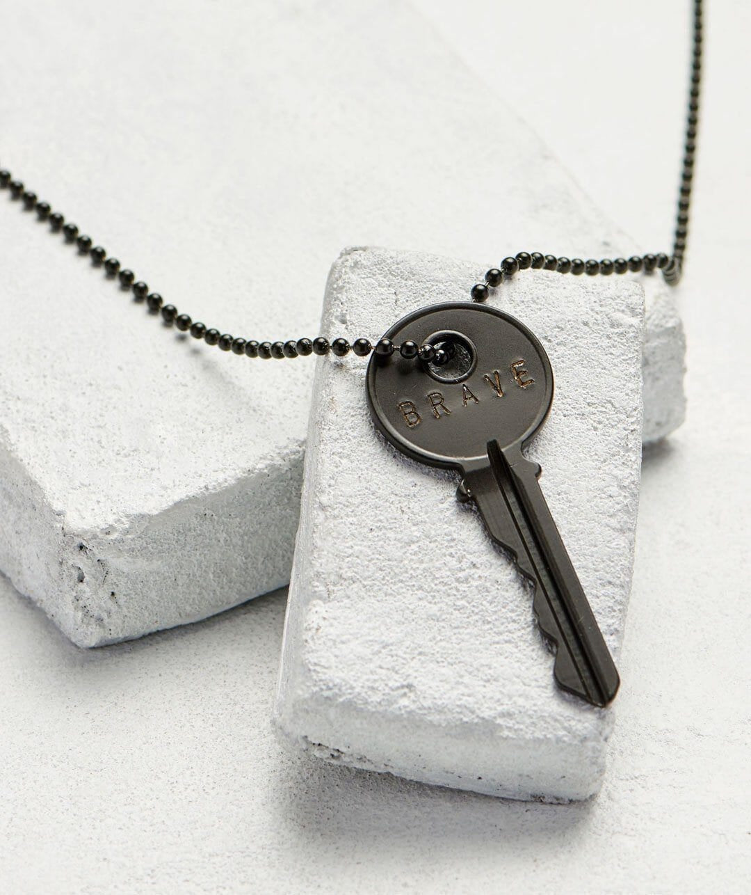 Classic Key Black Ball Chain Necklace