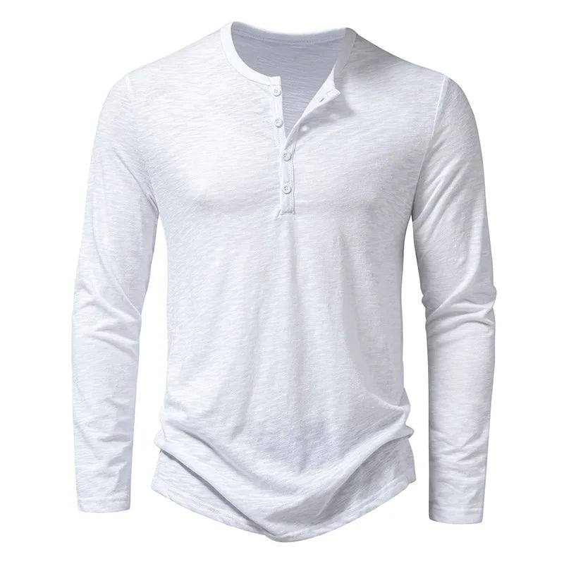 Men'S Cotton Button Henley Neck Shirt Long Sleeve Casual Button Solid Color Fashion T-Shirts