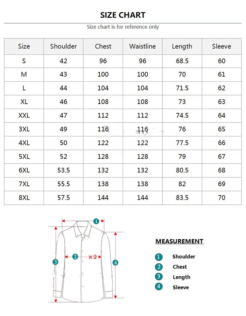 New plus Size 6XL 7XL 8XL Men Solid Color Business Shirt Fashion Classic Basic Casual Slim White Long Sleeve Shirt Brand Clothes