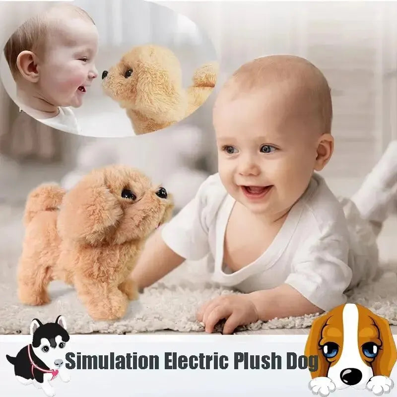 Realistic Plush Simulation Smart Dog Children Toy Can Walking and Call Electric Plush Robot Pet Dog Toddler Christmas Gift