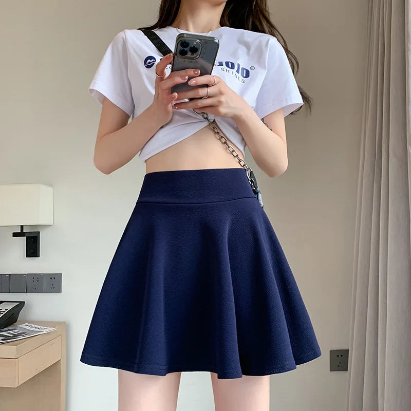 Summer Women'S Skirts Fashion Sexy Mini Elastic Pleated Sun Skirts for School Girl Uniform Korean Black High Waist Tennis Skirts