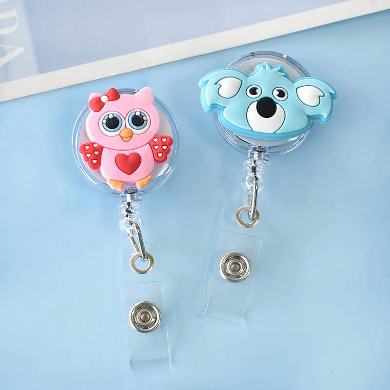 Cartoon Animals Giraffe Koala Retractable Nurse Doctor Badge Reel Clips Hospital Medical Students ID Name Card Holder