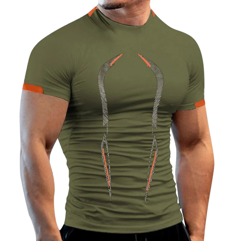 New Summer Gym Breathable T Shirt Men Quick Drying Jogging Tshirt Men Training Tees Fitness Tops Running T-Shirt