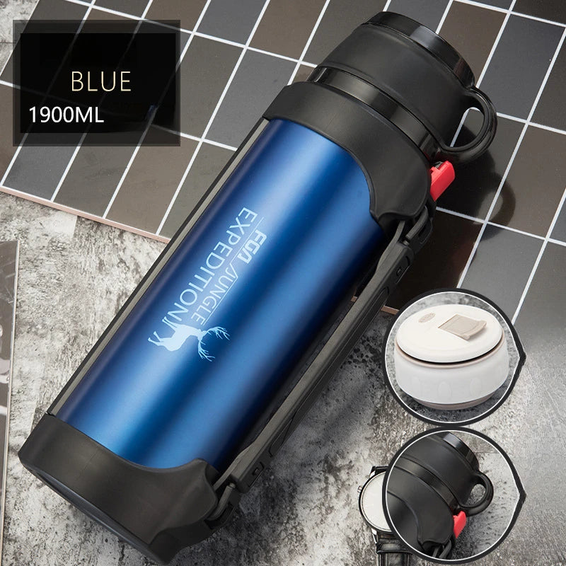 Vacuum Insulated Kettle With Large Capacity For Home Outdoor Travel Cup Car Mounted Portable Fitness And Sports Thermal Bottle