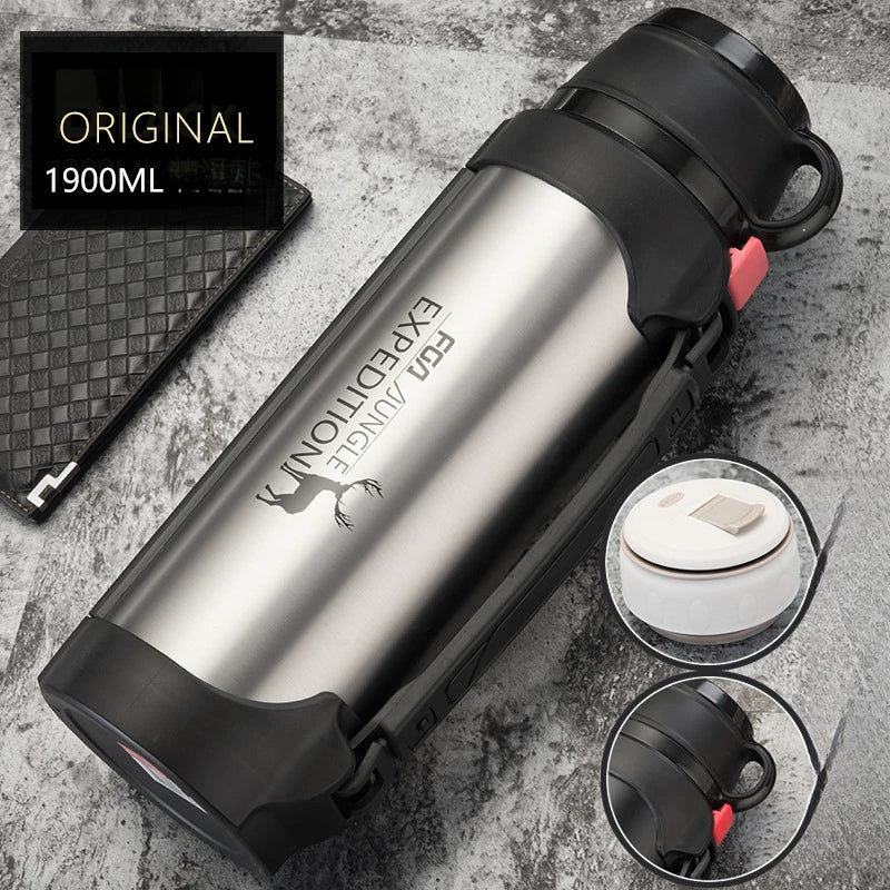 Vacuum Insulated Kettle With Large Capacity For Home Outdoor Travel Cup Car Mounted Portable Fitness And Sports Thermal Bottle