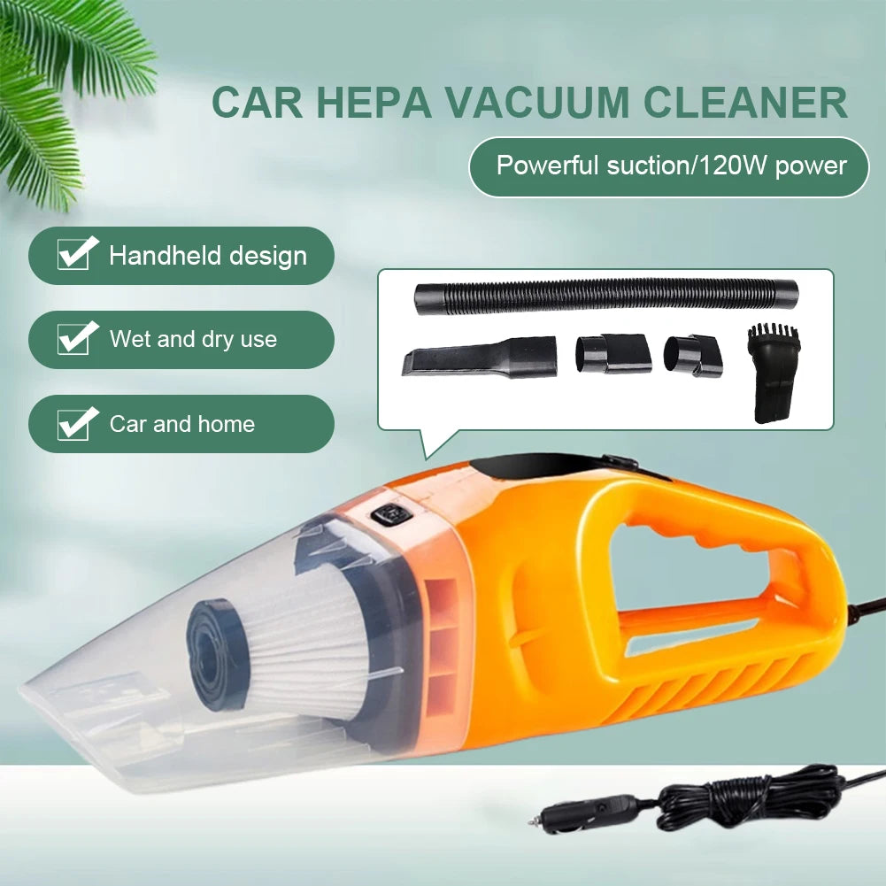 Powerful Hoover 120W Car Hoover Dry Wet Dual Use Mini Dust Collector with 5M Cable Auto Vacuum Cleaner for Vehicle Home Cleaning