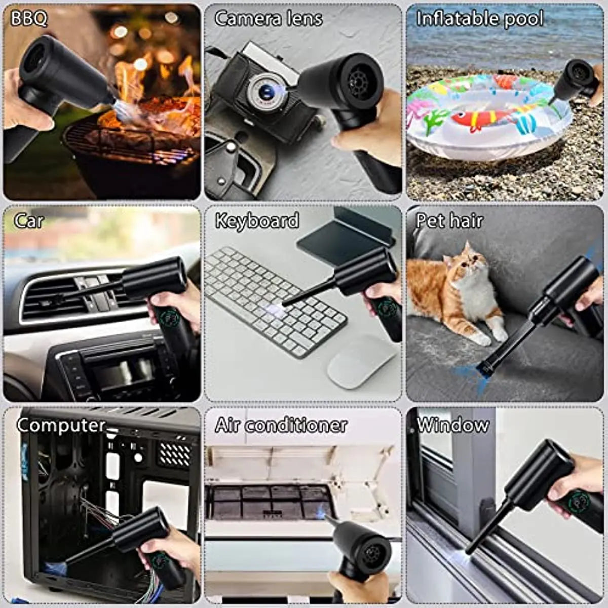 Portable  Air Blower & Vacuum Cleaner 2 in 1 Compressed Air Duster 7500mAh Cordless Duster Blower for Keyboard Computer Cleaning