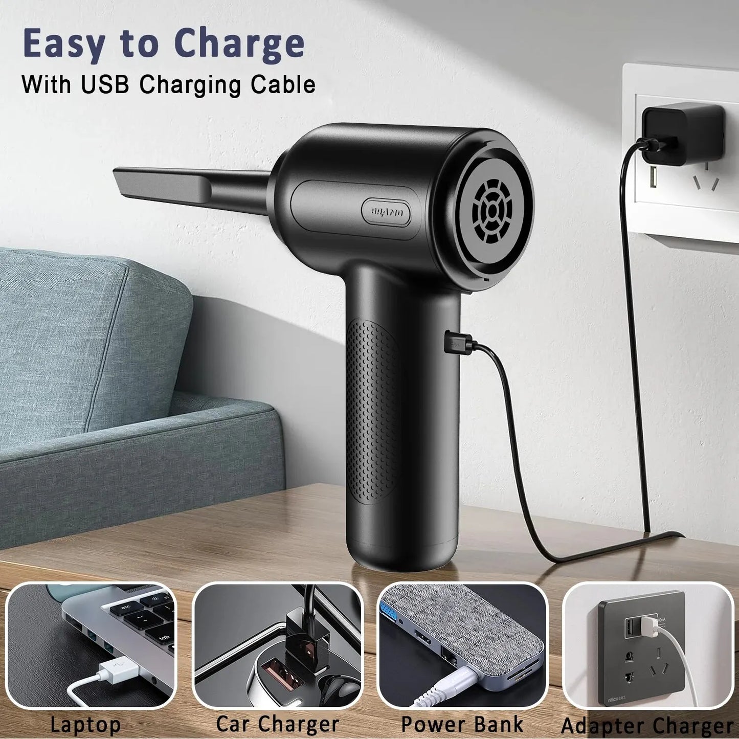 2 In 1 Compressed Air Duster Cordless Dust Blower Rechargeable Blow and Suck Vacuum Cleaner Electric For Computer Keyboard Sofa