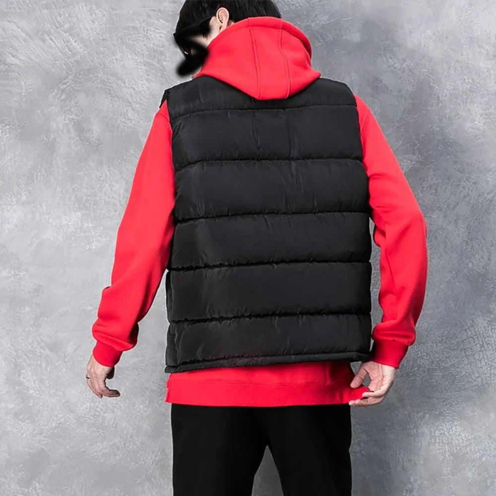 Mens Vest Jacket Warm Sleeveless Jackets Winter Waterproof Zipper Coat Autumn Stand-Up Collar Casual Waistcoat Brand Clothing