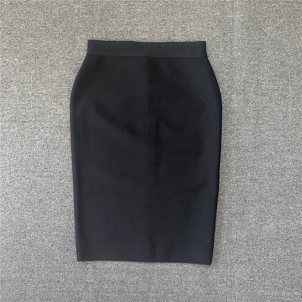 High Quality Women New Rayon Bandgae Skirt Elegant Pencil Skirt Celebrity Sexy Club Party Wear Vintage Vestios