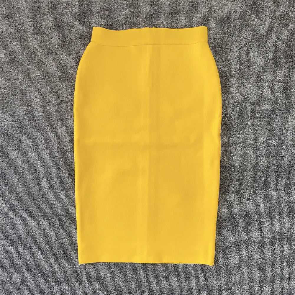 High Quality Women New Rayon Bandgae Skirt Elegant Pencil Skirt Celebrity Sexy Club Party Wear Vintage Vestios