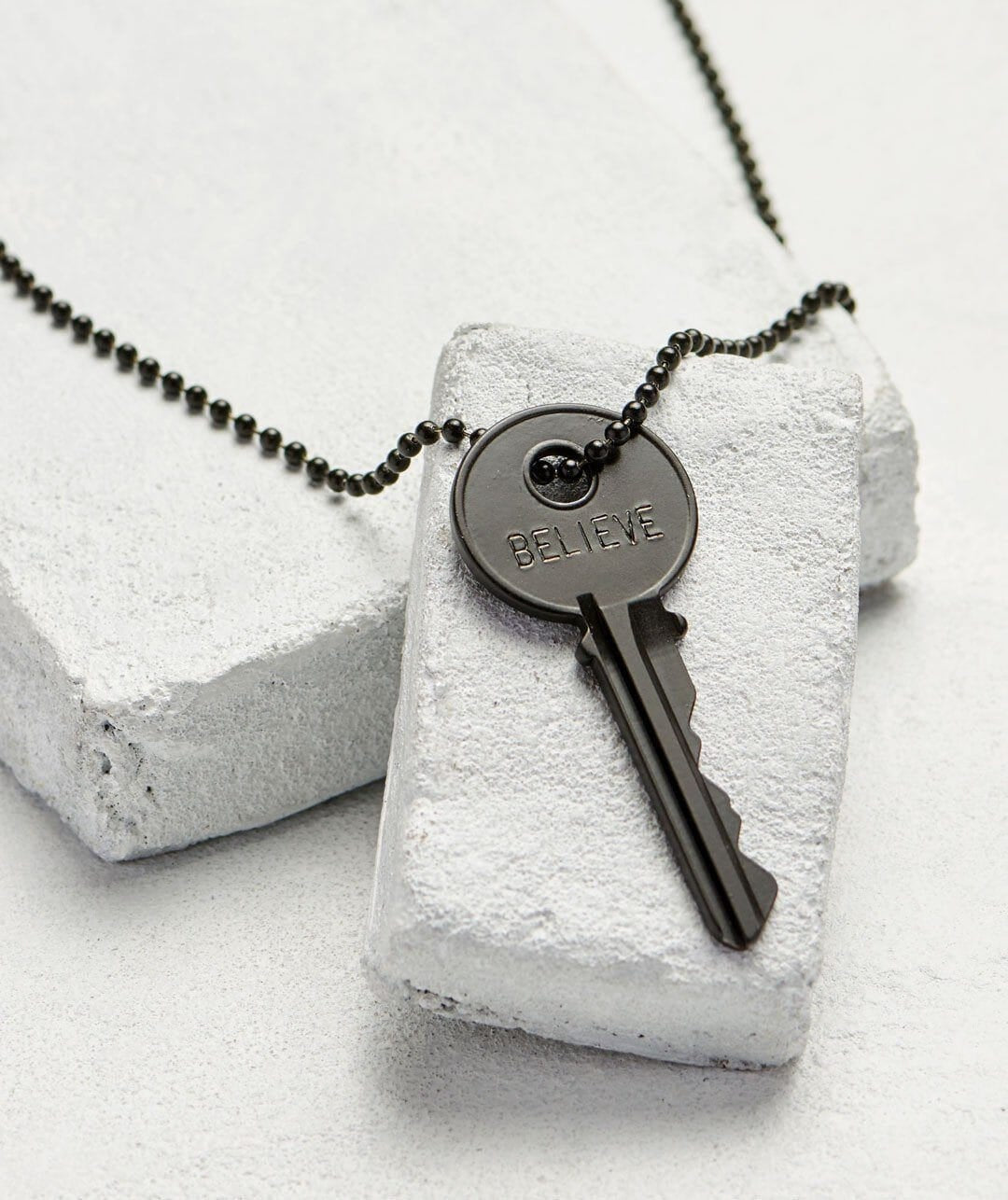 Classic Key Black Ball Chain Necklace