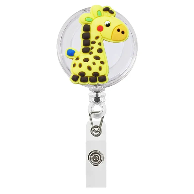 Cartoon Animals Giraffe Koala Retractable Nurse Doctor Badge Reel Clips Hospital Medical Students ID Name Card Holder