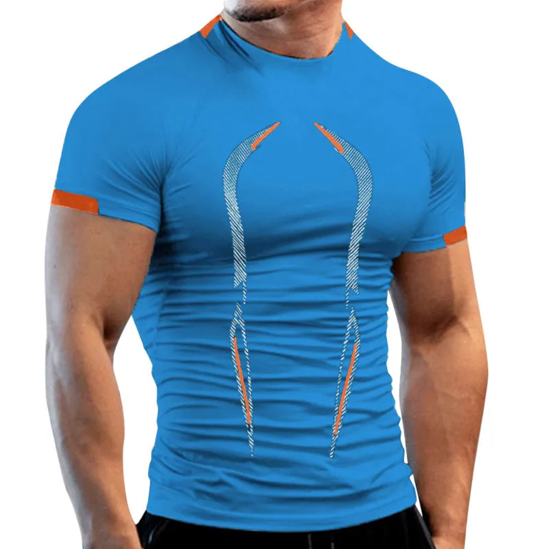 New Summer Gym Breathable T Shirt Men Quick Drying Jogging Tshirt Men Training Tees Fitness Tops Running T-Shirt