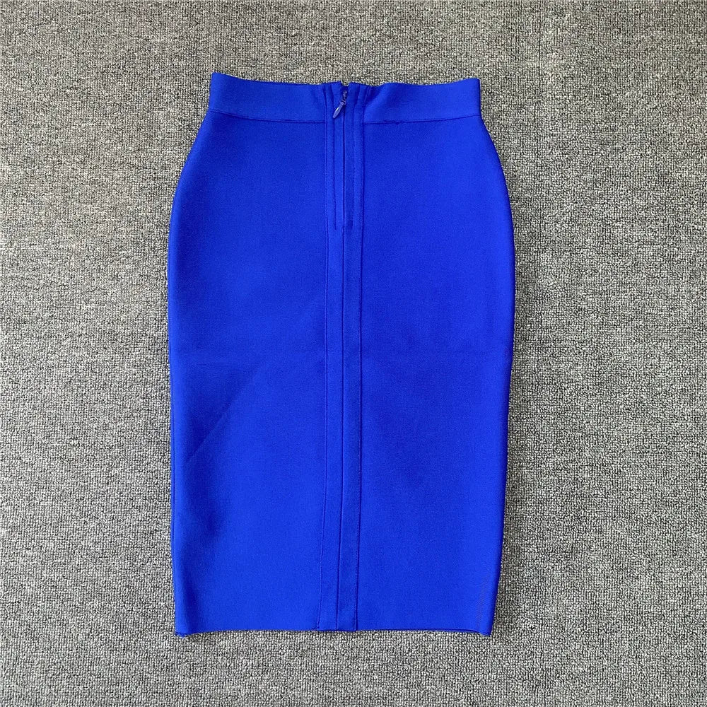 High Quality Women New Rayon Bandgae Skirt Elegant Pencil Skirt Celebrity Sexy Club Party Wear Vintage Vestios