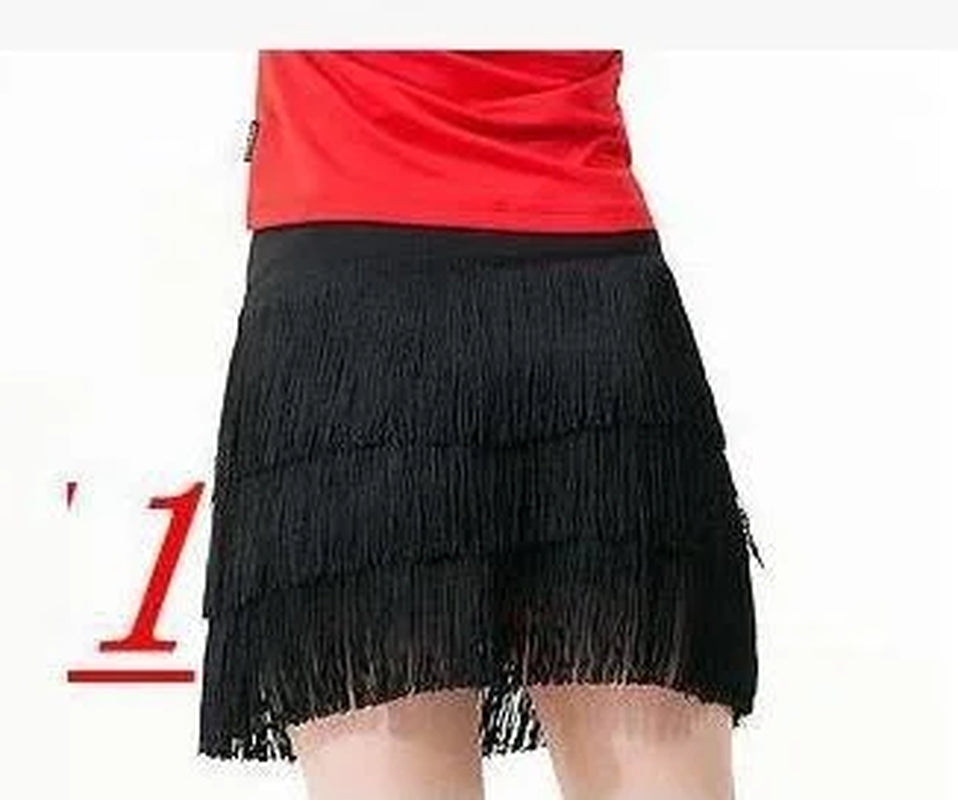 Latin Dance Women'S Short Skirt Dress Sexy Women Tricolor Backless Three-Layer Shoulder Senba Red Dango Orange Yellow 2023