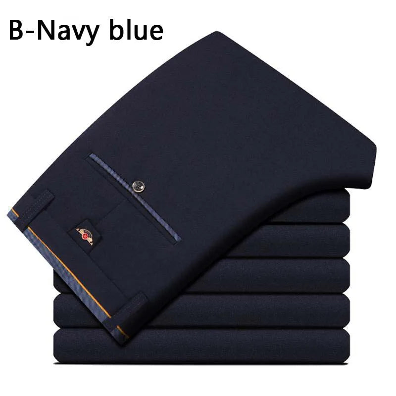 Men'S Spring Autumn Fashion Business Casual Long Pants Suit Pants Male Elastic Straight Formal Trousers plus Big Size 28-40