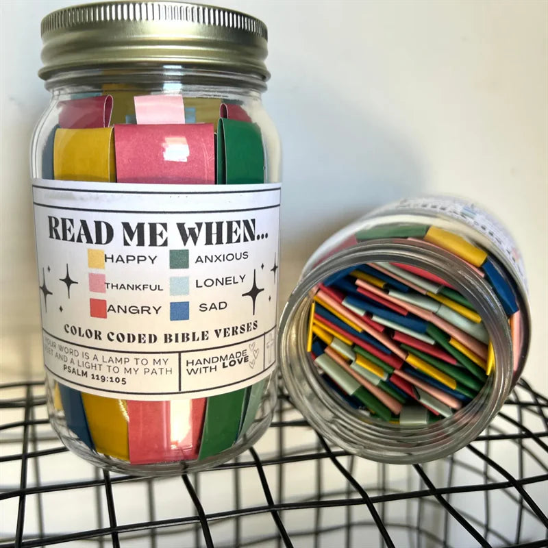 Handmade Bible Verses Jar 67 Color-Coded Bible Verse Jar Crafts about Emotions and Feelings Display a Godlygift of Christ