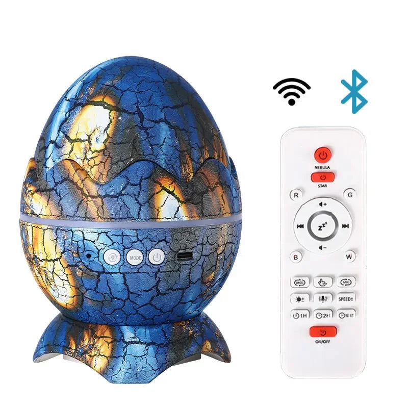 Dinosaur Egg Shell Galaxy Projector Starry Sky Night Light Bluetooth-Speakers LED Nebula Lamp Cute Gaming Room Decor Kids Gift