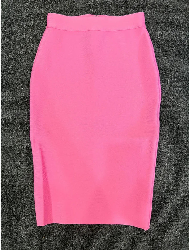 High Quality Women New Rayon Bandgae Skirt Elegant Pencil Skirt Celebrity Sexy Club Party Wear Vintage Vestios