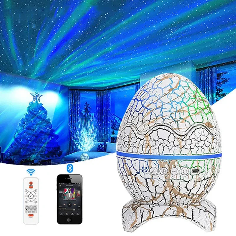 Dinosaur Egg Shell Galaxy Projector Starry Sky Night Light Bluetooth-Speakers LED Nebula Lamp Cute Gaming Room Decor Kids Gift