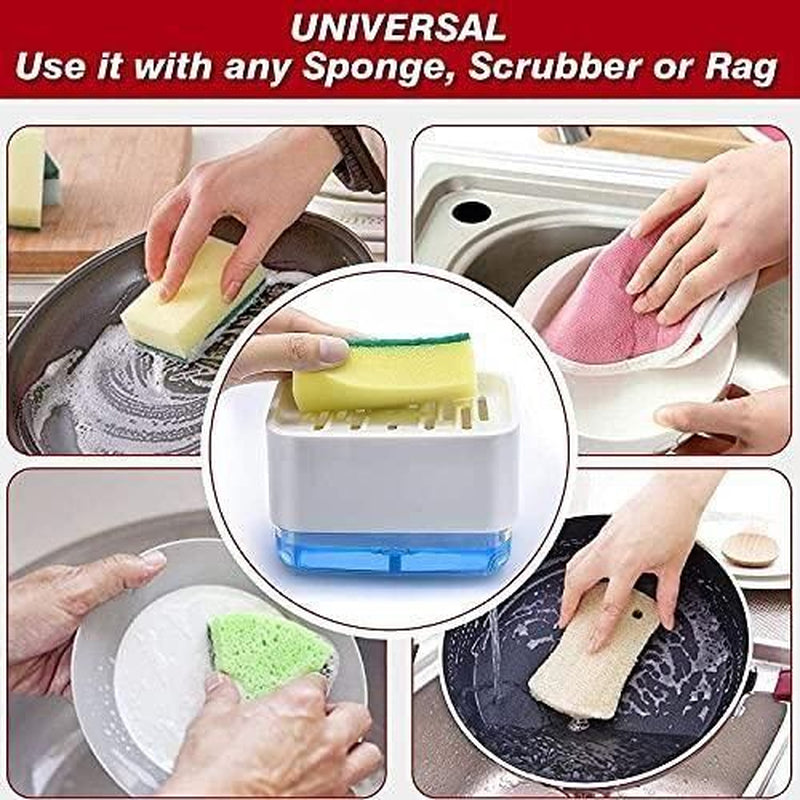 Liquid Soap Dispenser with Sponge Holder for Kitchen Sink