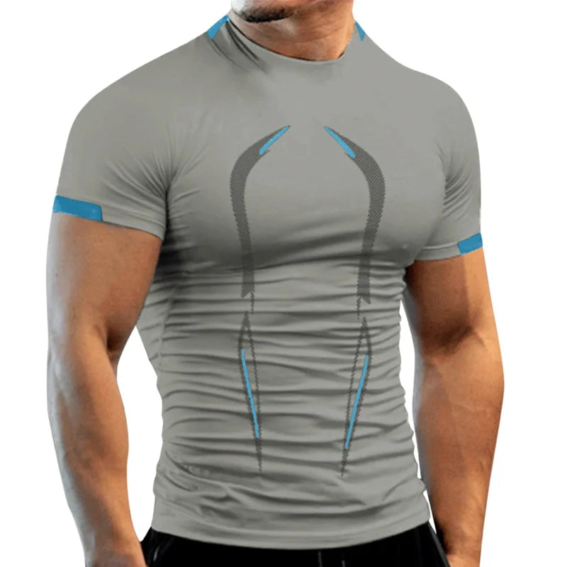 New Summer Gym Breathable T Shirt Men Quick Drying Jogging Tshirt Men Training Tees Fitness Tops Running T-Shirt